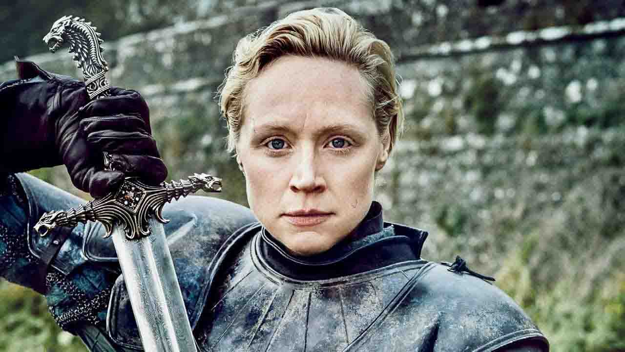 Brienne of Tarth is a fictional character in George R. R. Martin's A Song of Ice and Fire series of fantasy novels. She is a prominent point of view character in the fourth novel, A Feast for Crows, and a main character in the television adaptation. She is introduced in the second novel in the series, A Clash of Kings.In the television series, Brienne is portrayed by British actress Gwendoline Christie, and is introduced in the show's second season. After appearing as a recurring cast member for two seasons, Christie was promoted to the main cast from season four onwards. For her performance in the third season, she was nominated for a Saturn Award for Best Supporting Actress on Television, and was nominated for two Screen Actors Guild Awards alongside the rest of the cast for the third and fourth seasons.https://en.wikipedia.org/wiki/Brienne_of_Tarth